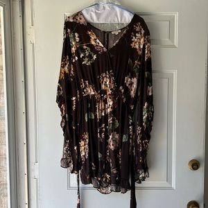 Perfectly Priscilla Naturally Charming Floral Romper - Brown, Size: 14-16